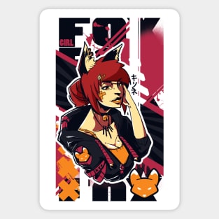 Modern Fox Girl Kitsune Magnet